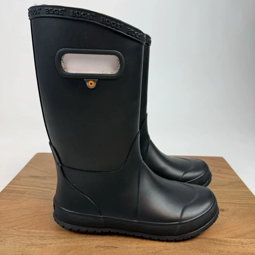 New NIB Big Kids Childrens Bogs Rainboot Plush Black Waterproof Boots Size‎ 3 Y